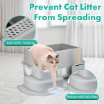 【AutoScoop】 Portable Large Stainless Steel Cat Litter Box with Steps - Perfect for Large Cats