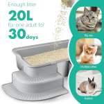 【AutoScoop】 Portable Large Stainless Steel Cat Litter Box with Steps - Perfect for Large Cats