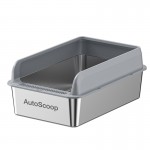 【AutoScoop】Extra-Large Stainless Steel Cat Litter Box with High Sided Design - Splash-Proof, Semi-Enclosed, Durable, 100L Interior Space