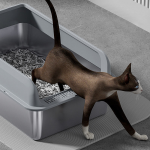 【AutoScoop】Extra-Large Stainless Steel Cat Litter Box with High Sided Design - Splash-Proof, Semi-Enclosed, Durable, 100L Interior Space
