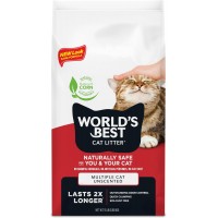 【WORLD'S BEST】 CAT LITTER Multiple Cat Unscented, 15-Pounds - Natural Ingredients, Quick Clumping, Flushable, 99% Dust Free & Made in USA - Long-Lasting Odor Control & Easy Scooping  