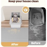 Bartuke---- Cat Litter Mat, 2 Pack Large 34" x 22" Silicone Mat Litter Trapping Mat for Scatter Control, Soft on Kitty Paws, Easy to Clean (Light Grey)