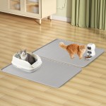 Bartuke---- Cat Litter Mat, 2 Pack Large 34" x 22" Silicone Mat Litter Trapping Mat for Scatter Control, Soft on Kitty Paws, Easy to Clean (Light Grey)