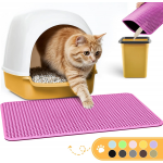 Cat Litter Mat - 23.2'' x 14.6'' Small Litter Trapping Mat, Easy to Clean Litter Box Mat, Waterproof, Urine-Proof, Non-Slip Kitty Litter Mats for Floor, Pink